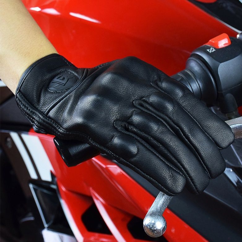 バイク　グローブ 本格牛革製プロテクション機能付きライダーグローブ
