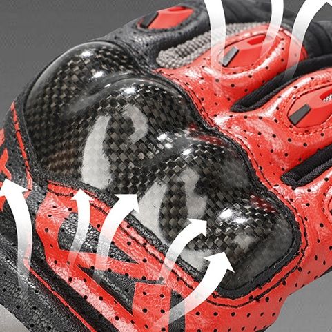 バイク　グローブ 炭素繊維強化ナックルプロテクター付き本革バイクグローブ