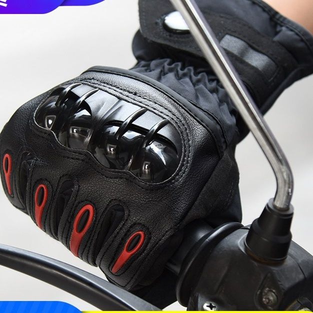 バイク　グローブ 防護硬質プロテクター付き秋冬用革製二輪車用手袋