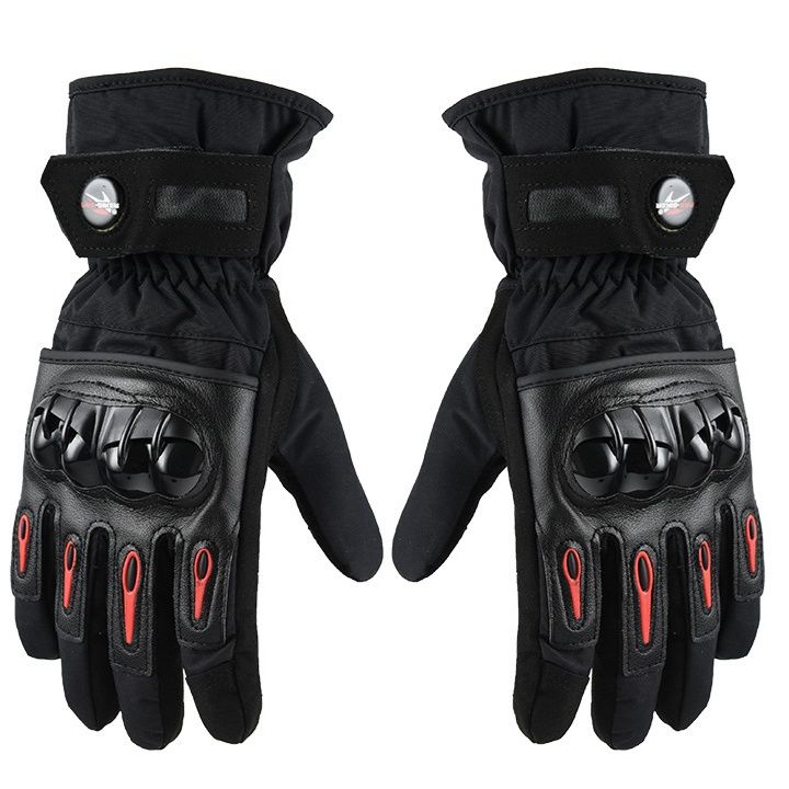 バイク　グローブ 防護硬質プロテクター付き秋冬用革製二輪車用手袋
