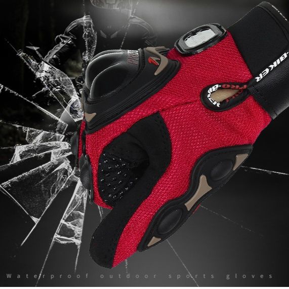 バイク　グローブ 硬質プロテクター付き通気性　革