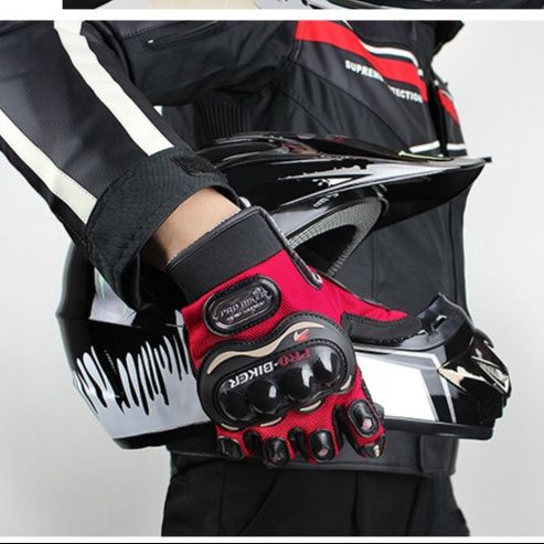 バイク　グローブ 硬質プロテクター付き通気性　革