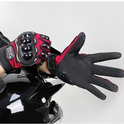 バイク　グローブ 硬質プロテクター付き通気性　革
