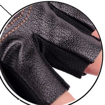 バイク　グローブ 髑髏装飾付き指切り　革製