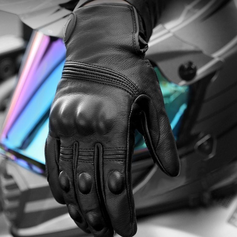 バイクグローブ 本革ハードナックルプロテクター付きライディンググローブ