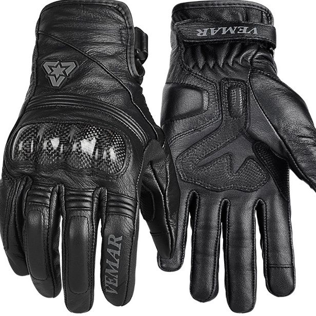 バイクグローブ 本革カーボンナックルガード付き耐摩擦防護手袋