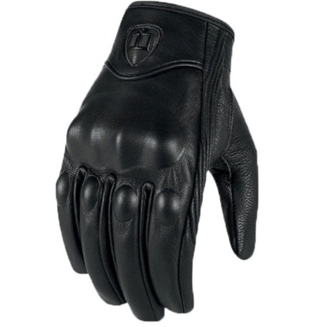 バイク　グローブ 本革製ナックルプロテクター付きバイク用グローブ