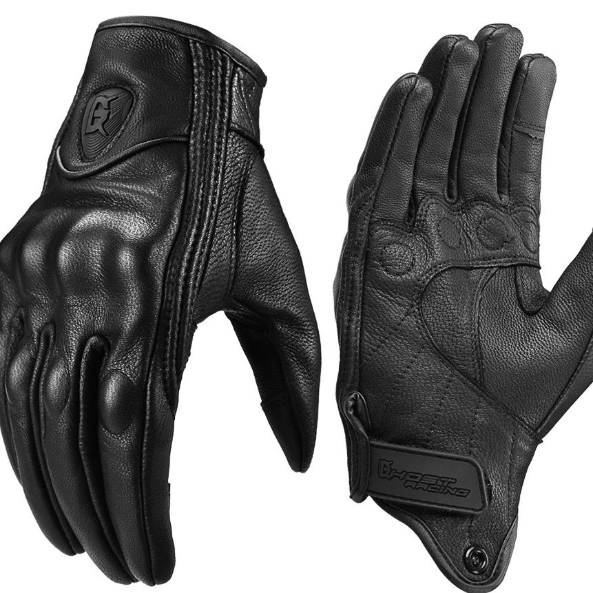 バイクグローブ 本革製ナックルプロテクター付き高級バイクグローブ