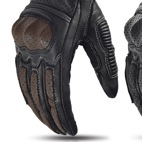 バイクグローブ 本革製通気性メッシュ仕様プロテクター付きライディンググローブ
