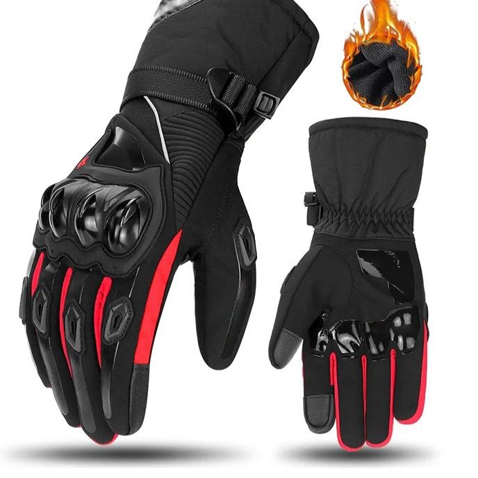 バイクグローブ 防水防寒ハードナックルプロテクター付き革製バイク手袋