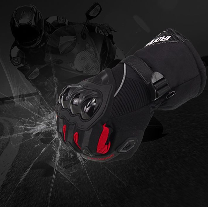 バイクグローブ 防水防寒ハードナックルプロテクター付き革製バイク手袋