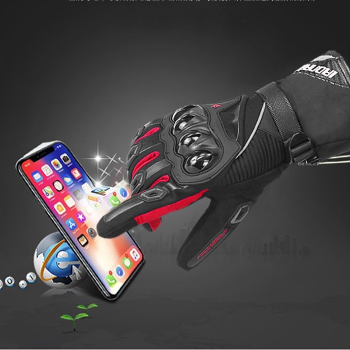 バイクグローブ 防水防寒ハードナックルプロテクター付き革製バイク手袋