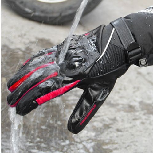 バイクグローブ 防水防寒ハードナックルプロテクター付き革製バイク手袋