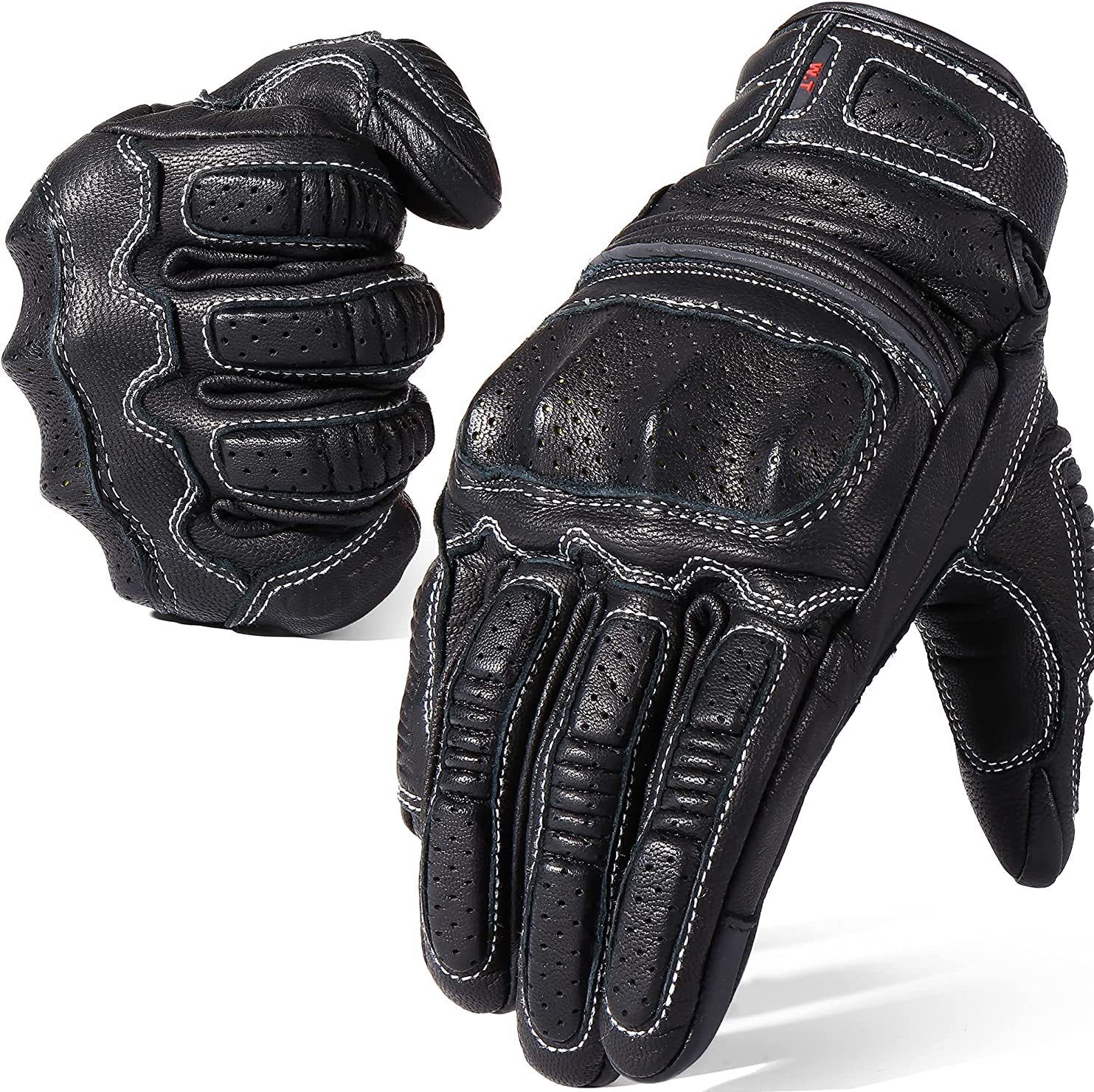 バイクグローブ　 本革製ハードプロテクター装備ライディンググローブ