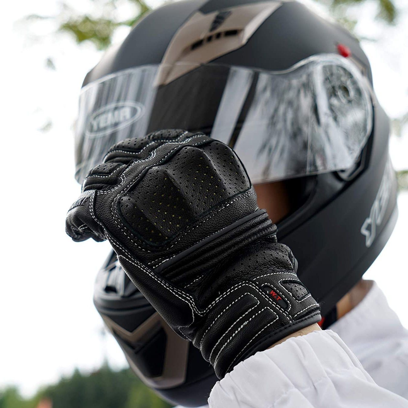 バイクグローブ　 本革製ハードプロテクター装備ライディンググローブ