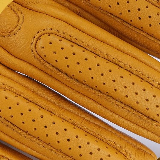 バイクグローブ　 本革製ナックルパッド付きライディンググローブ