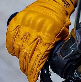 バイクグローブ　 本革製ナックルパッド付きライディンググローブ