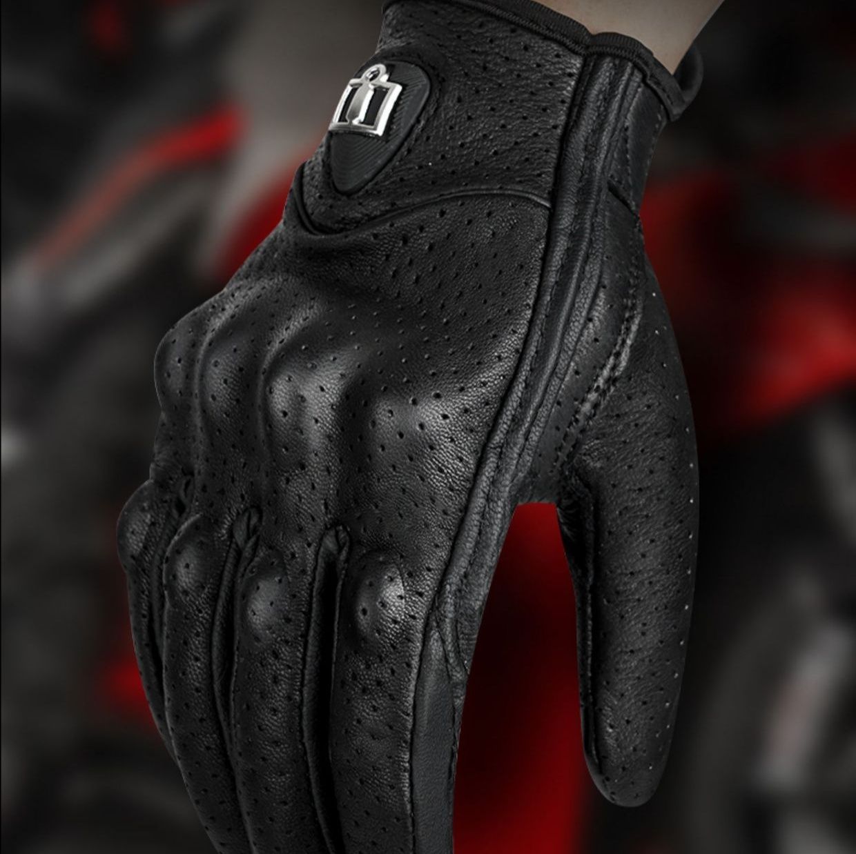 バイクグローブ　 本革パンチング通気性バイクグローブ