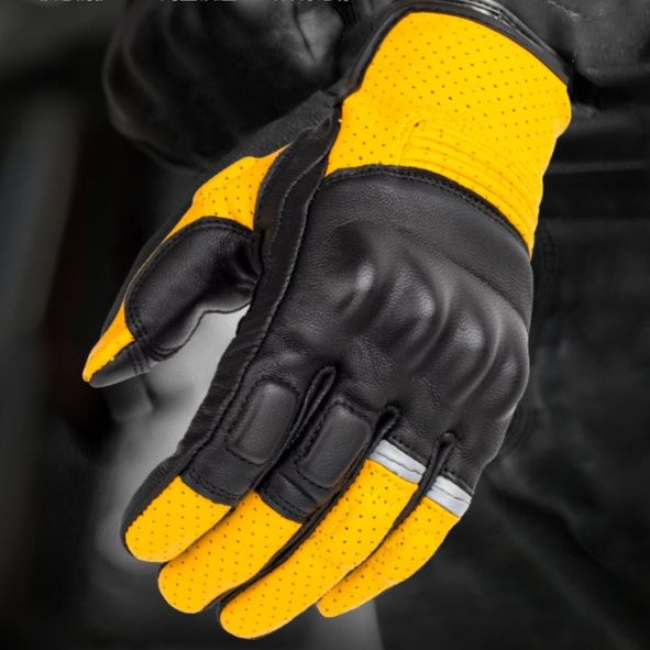 バイクグローブ　 本革製防護保温ライディンググローブ