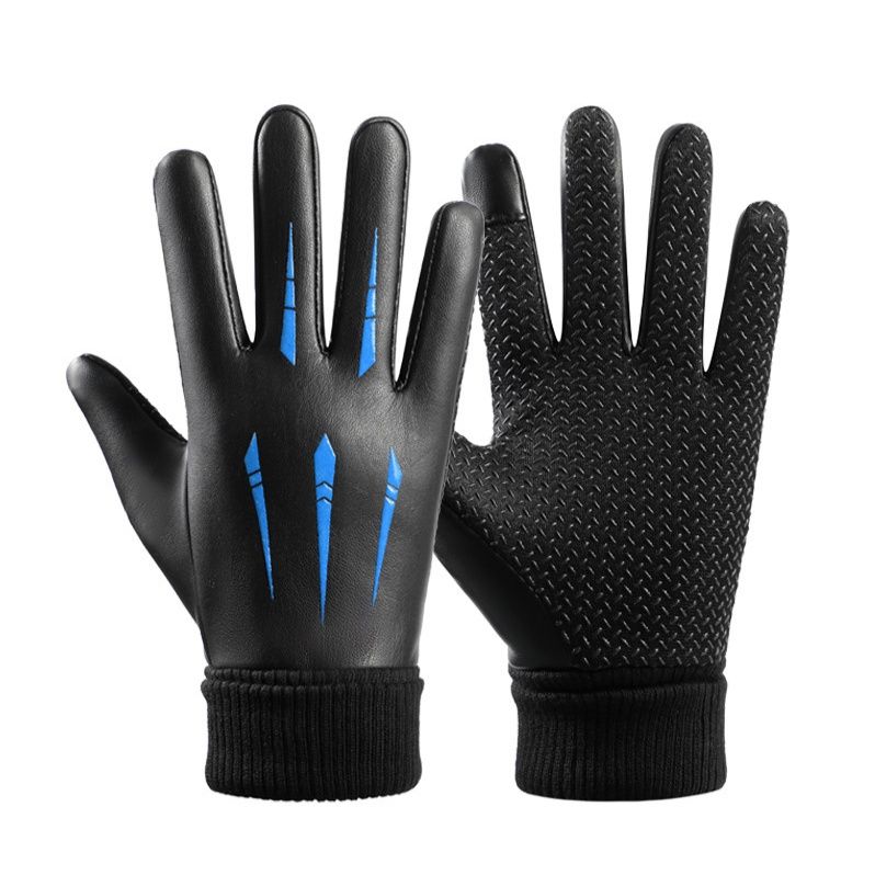 バイク　グローブ 防寒保温ニット袖口付き滑り止め加工インナーグローブ