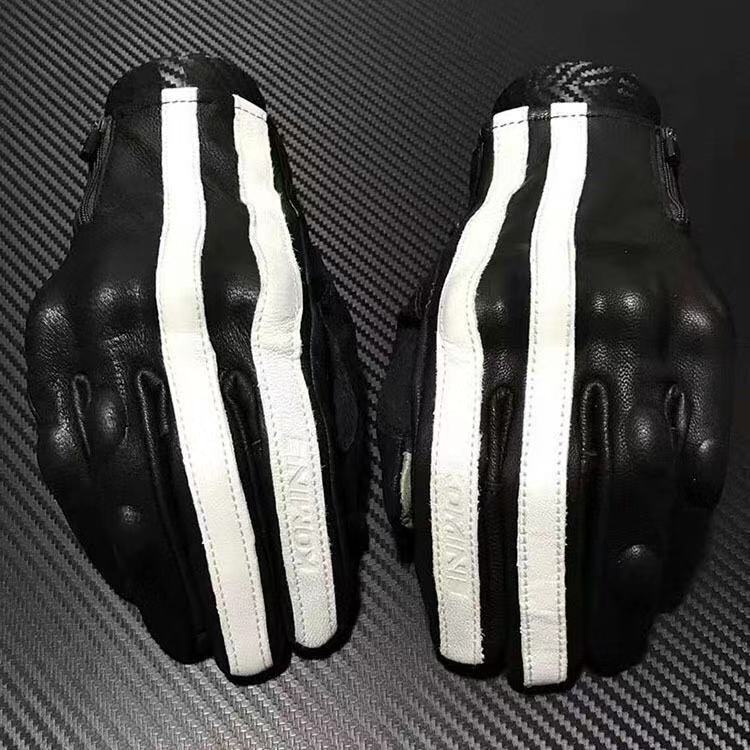バイク　グローブ 本革　二本線ストライプ設計操作性抜群ライディンググローブ