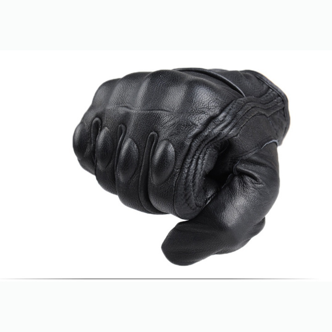 バイク　グローブ 本革製ナックルプロテクター付きバイク用グローブ