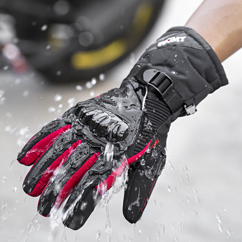 バイクグローブ 防寒保温機能付き防水防風革製バイクグローブ