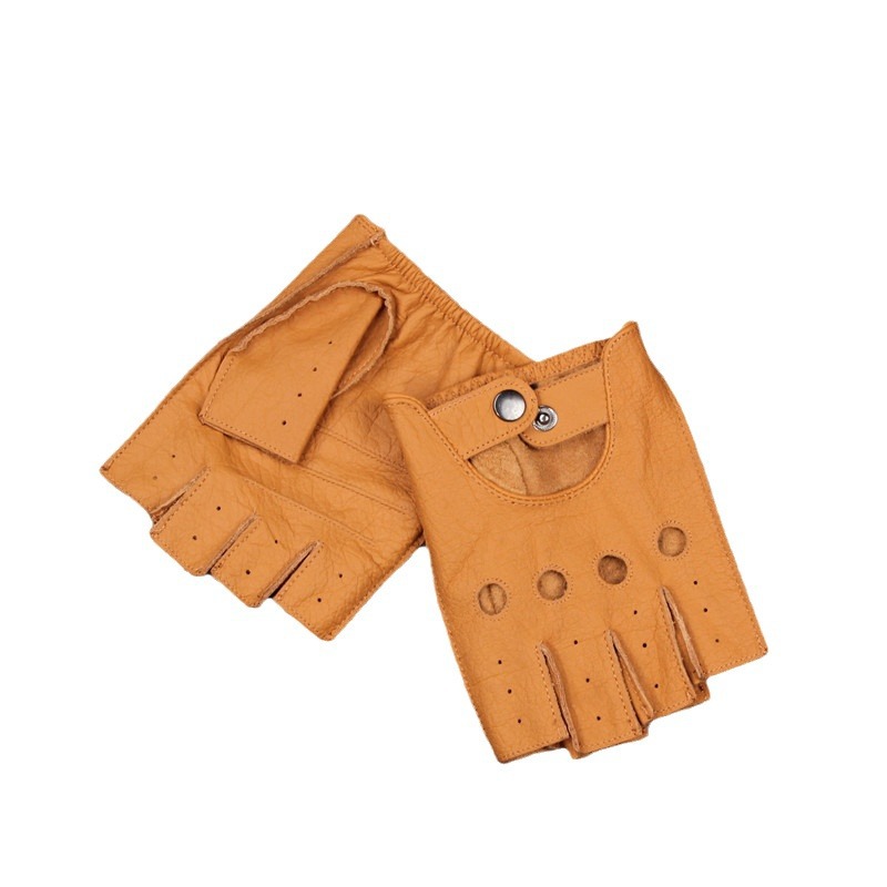 バイクグローブ 本革　指出しバイクグローブ装飾孔入り