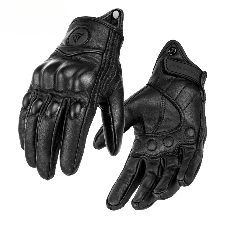 バイクグローブ 本革製ナックルプロテクター付きライディンググローブ