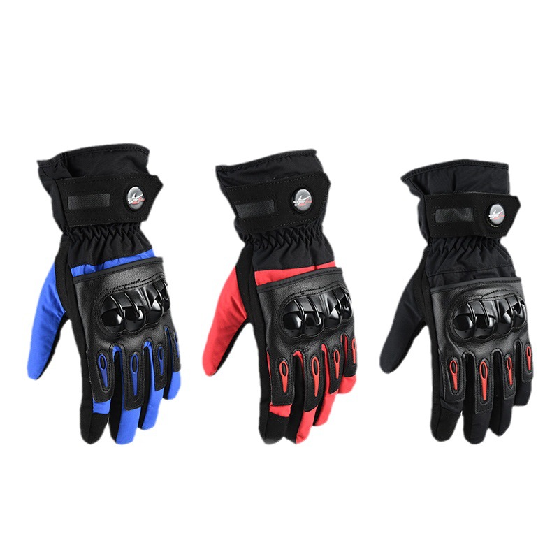 バイク　グローブ 防護硬質プロテクター付き秋冬用革製二輪車用手袋