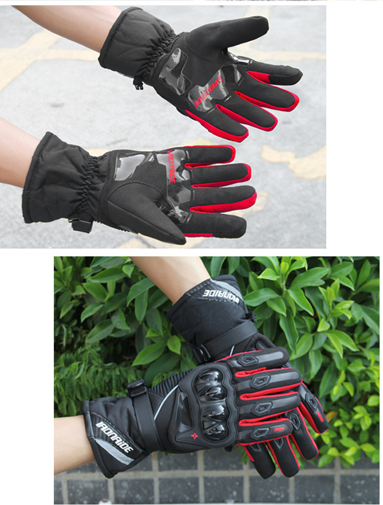 バイク　グローブ 防水保温硬質プロテクター付き本革バイクグローブ