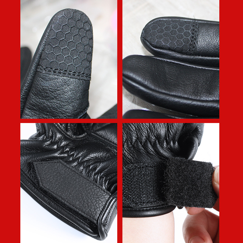 バイクグローブ 本革製防風防寒多重プロテクター付き二輪車用手袋