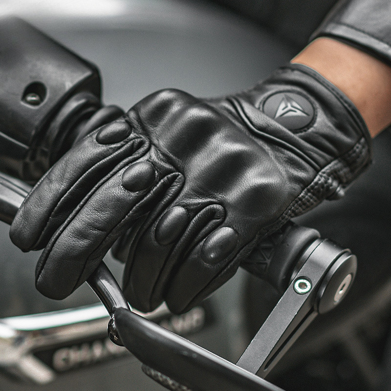 バイクグローブ 本革製ナックルプロテクター付きライディンググローブ