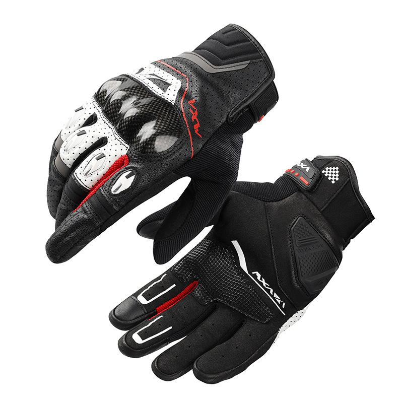 バイク　グローブ 炭素繊維強化ナックルプロテクター付き本革バイクグローブ