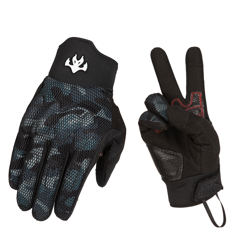 バイク グローブ 迷彩柄通気性抜群本革バイク手袋