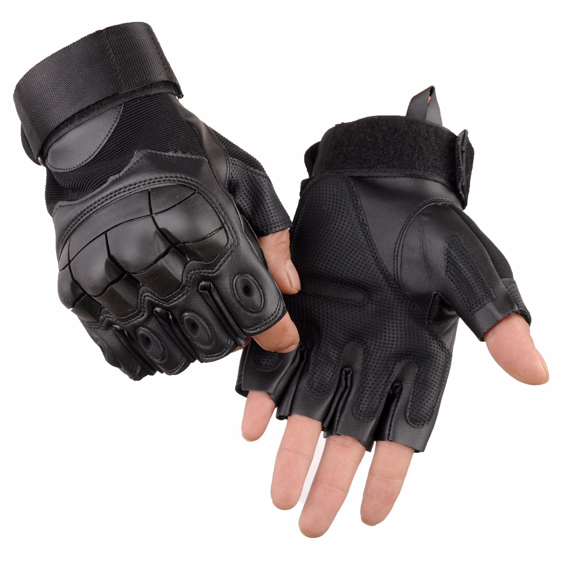 バイク グローブ 本革ハードナックルガード指切りバイクグローブ