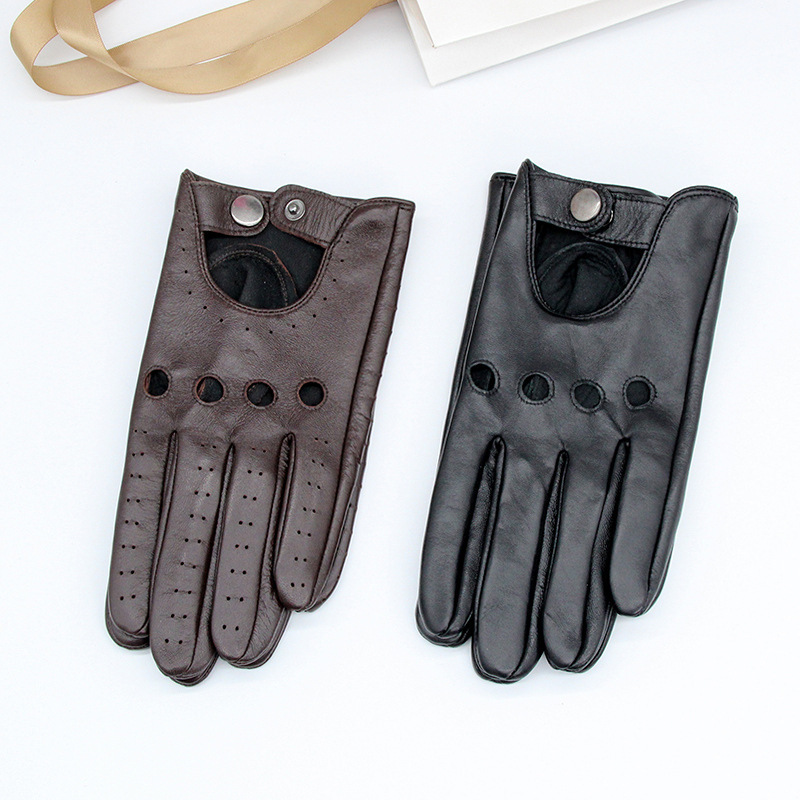 バイク　グローブ 本革指抜きナックルホール付きバイクグローブ