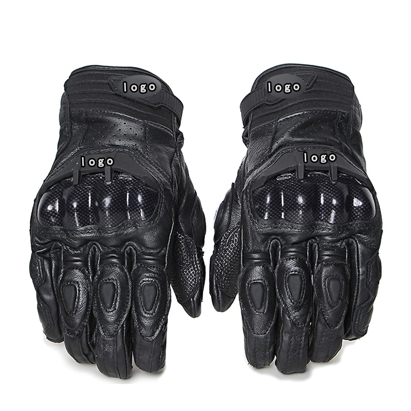 バイク　グローブ 本革製ナックルプロテクター付きレーシンググローブ
