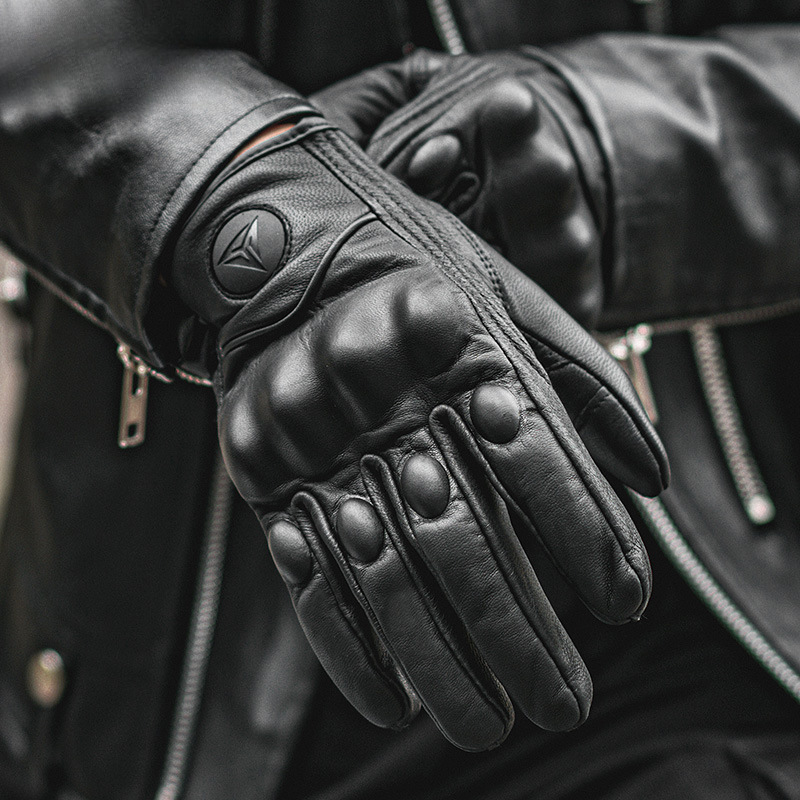 バイクグローブ 本革製ナックルプロテクター付きライディンググローブ