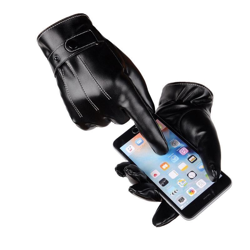 バイク　グローブ 本革　ファー付き防寒ライディンググローブ