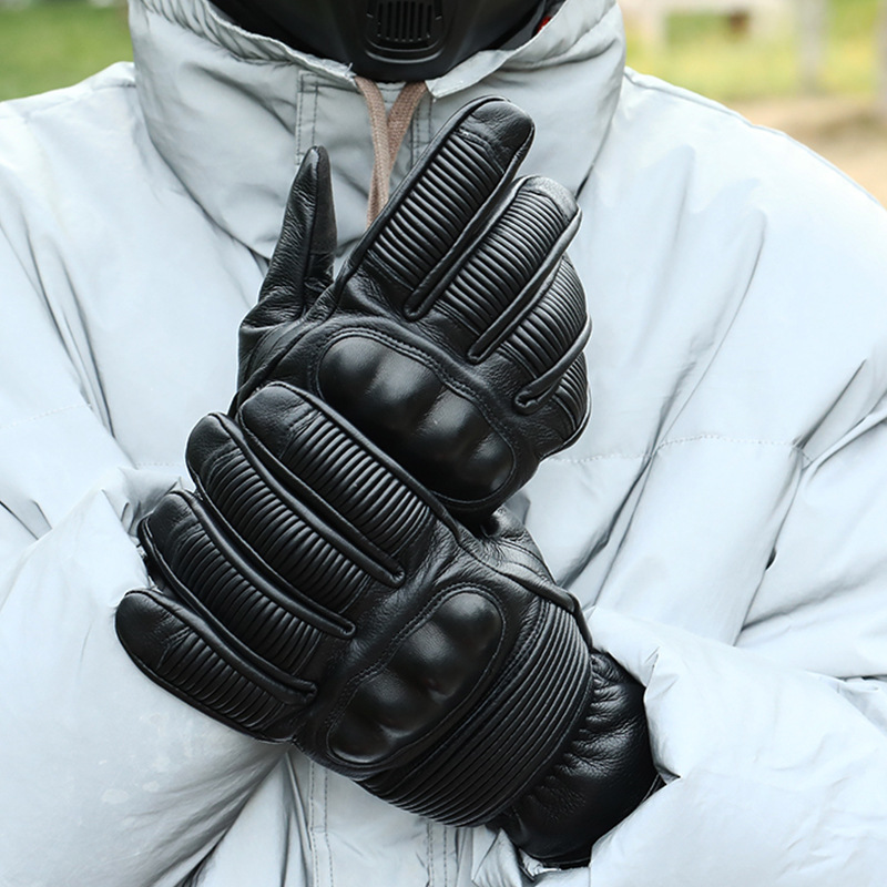 バイクグローブ 本革製防風防寒多重プロテクター付き二輪車用手袋