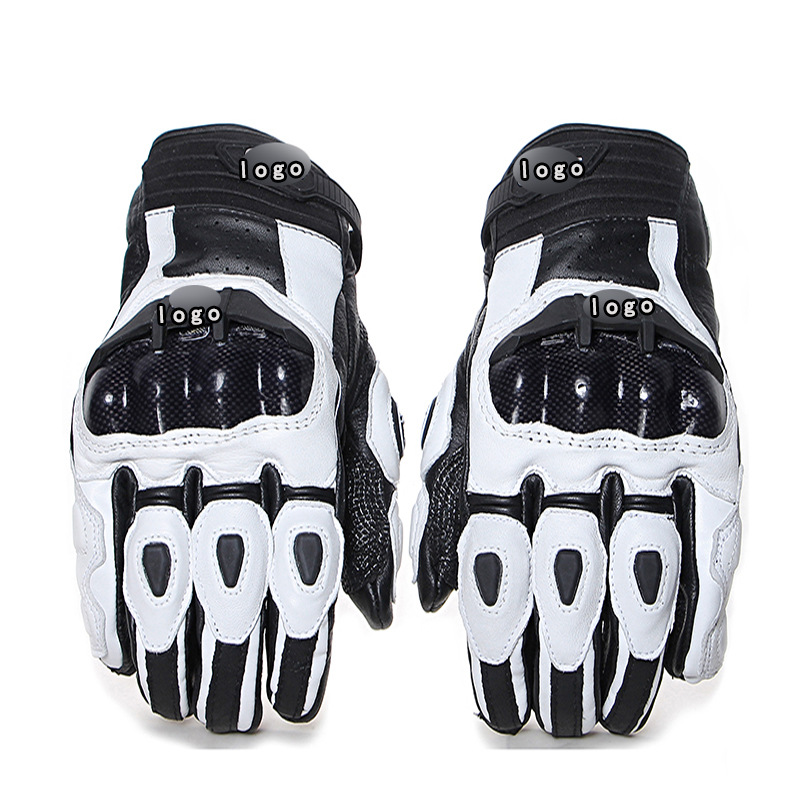 バイク　グローブ 本革製ナックルプロテクター付きレーシンググローブ