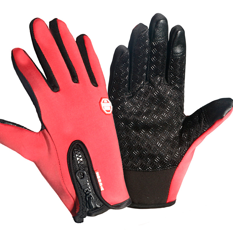 バイク　グローブ 通気性抜群滑り止め付きファスナー式多機能グローブ