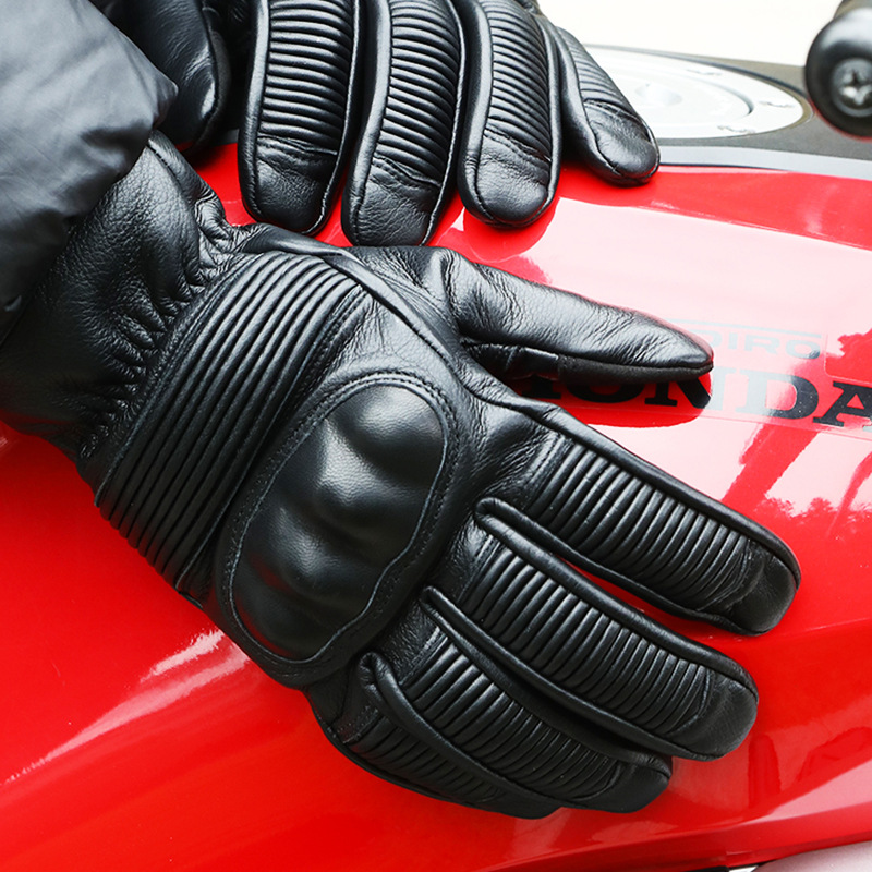 バイクグローブ 本革製防風防寒多重プロテクター付き二輪車用手袋