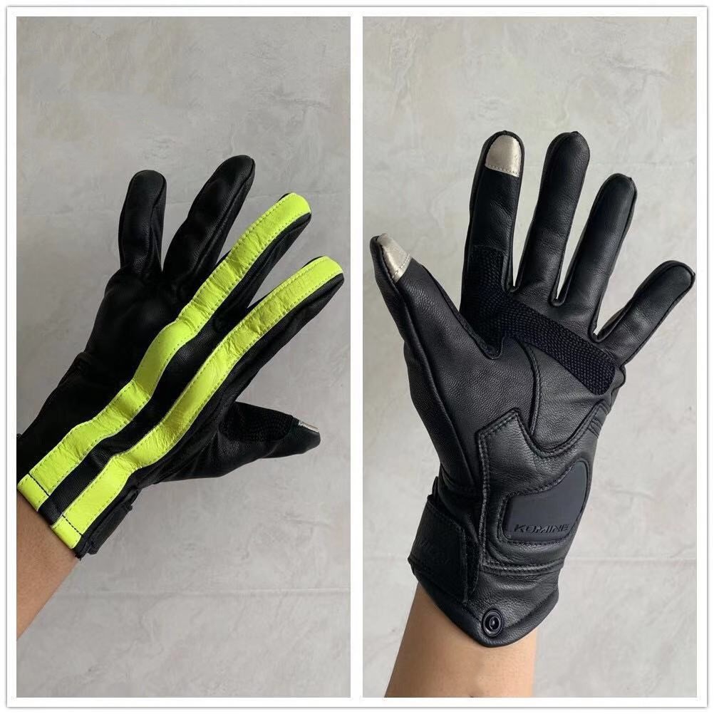 バイク　グローブ 本革　二本線ストライプ設計操作性抜群ライディンググローブ