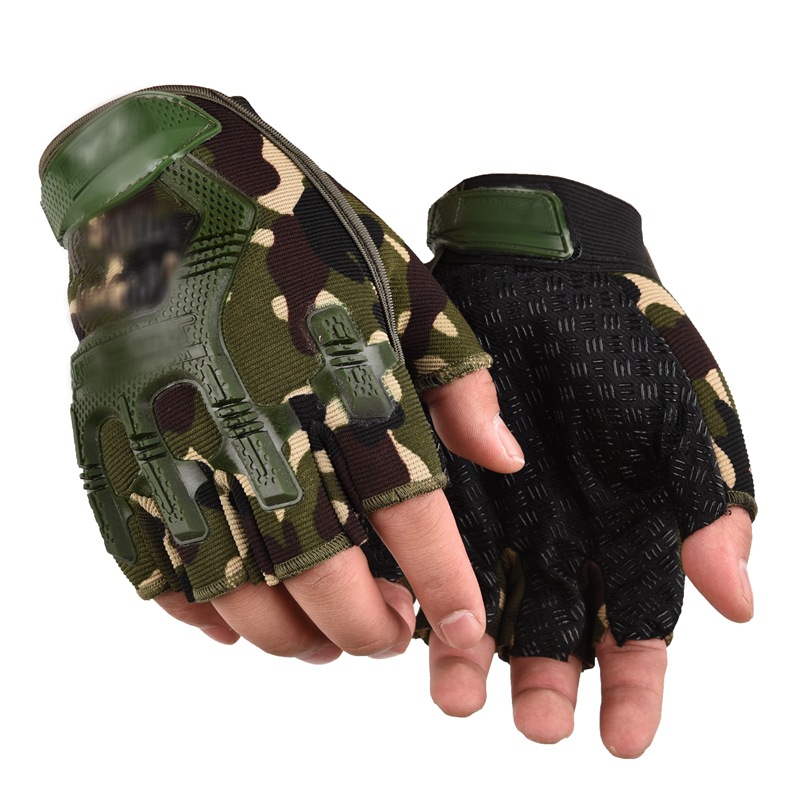 バイク　グローブ 指出し革製ハーフフィンガー耐衝撃バイクグローブ