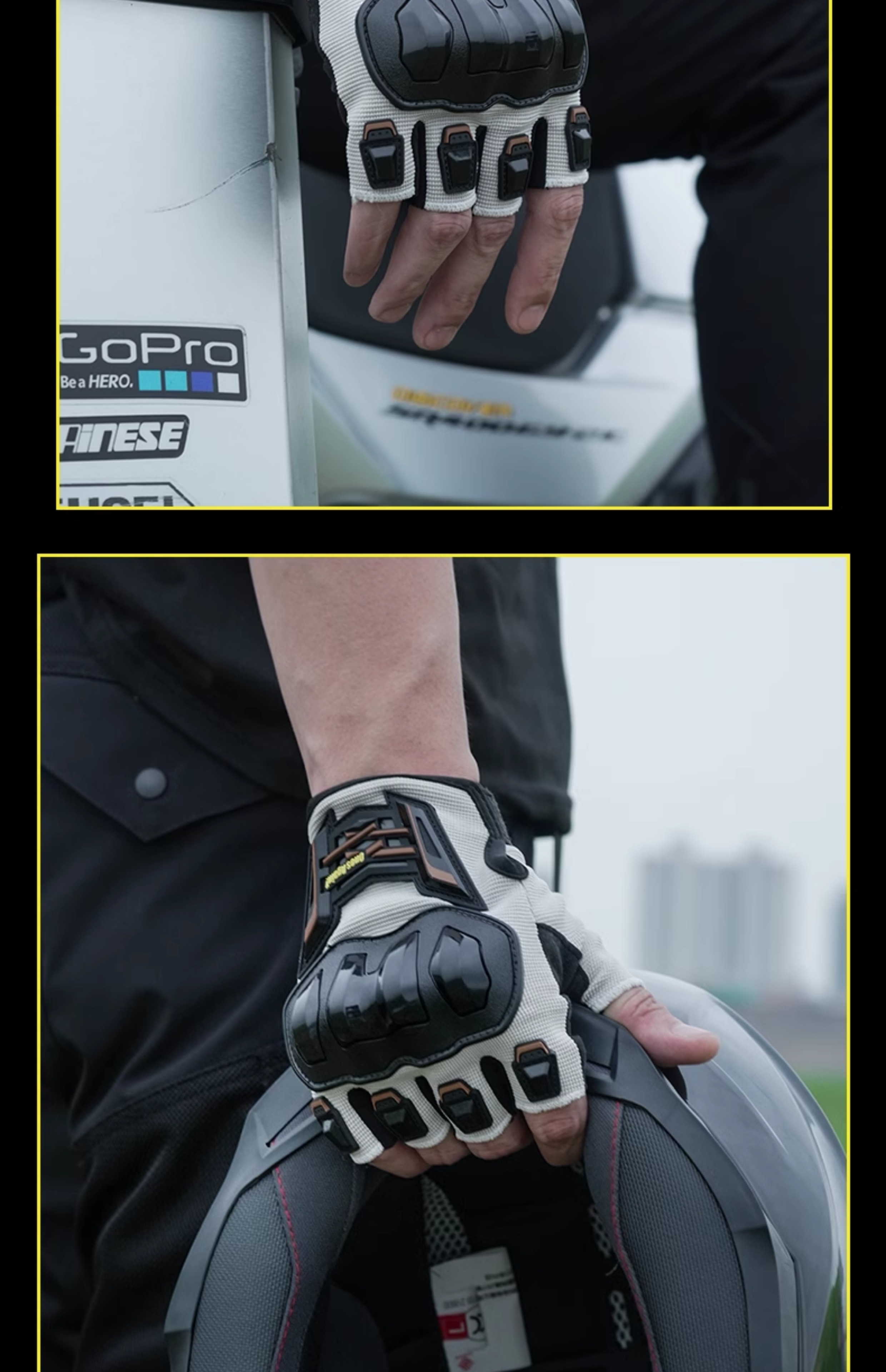 バイク　グローブ プロテクト立体ハーフフィンガー