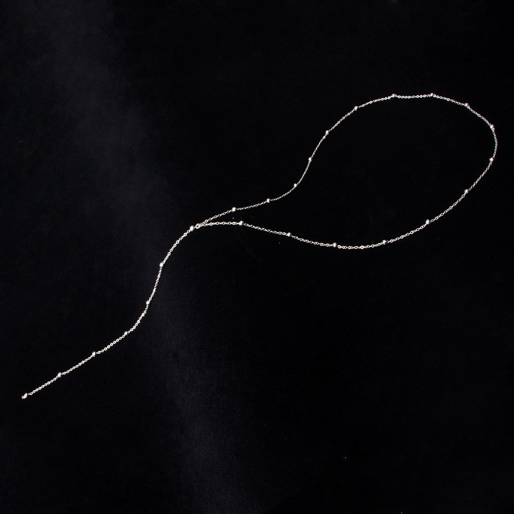 金 ネックレス 華奢な小粒ビーズ縦長ラリエット調ネックレス