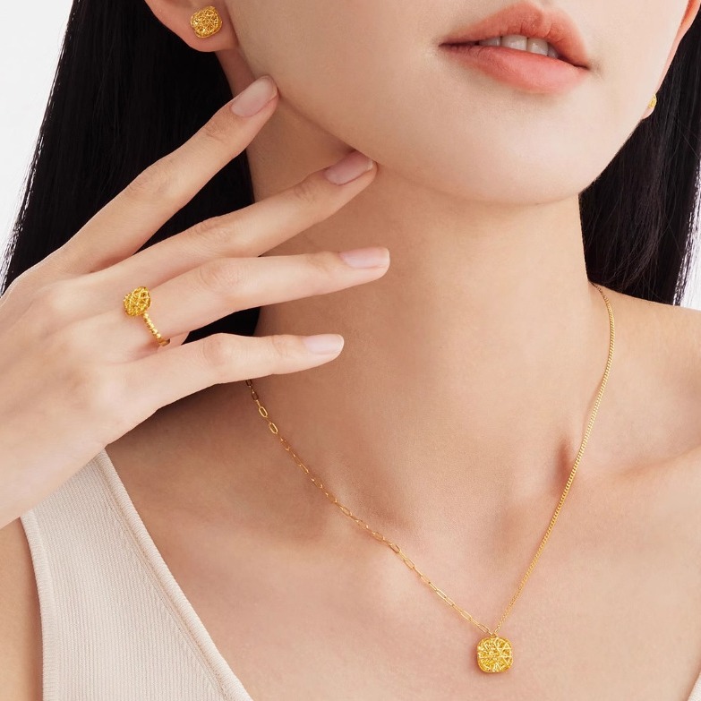 ゴールドネックレス 菱形モチーフ 優美アクセサリーセット