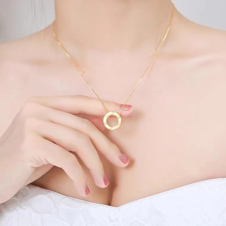ゴールドネックレス シンプル輪デザインネックレス